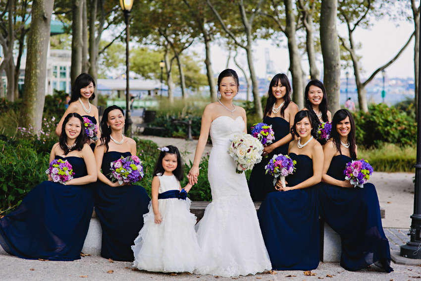 battery gardens nyc summer wedding amy and italo bridesmaids