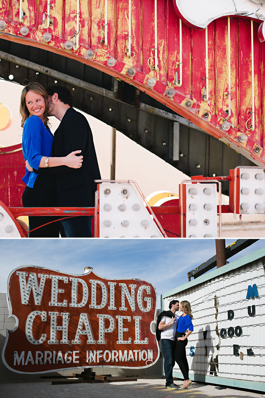 neon boneyard in vegas engagement shoot