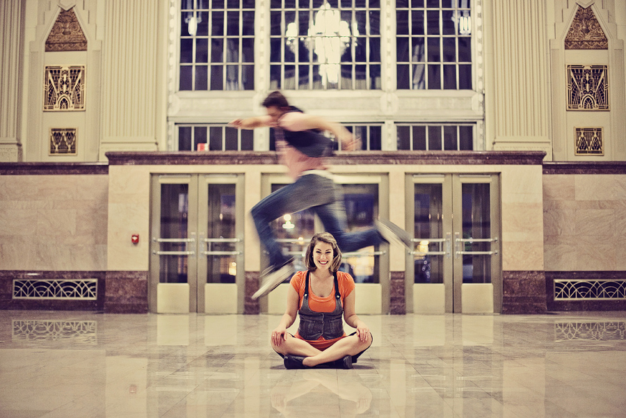 downtown fort worth jumping engagement pictures