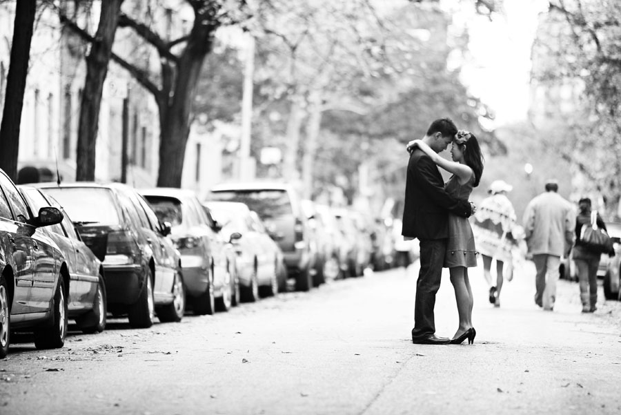 central park engagement photo