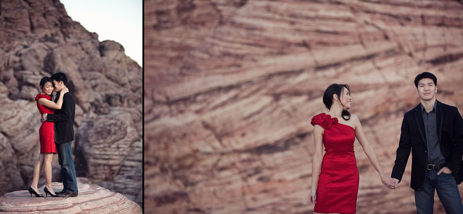 fun drama induced night time engagement images at red rock canyon in las vegas photographed by table4 weddings