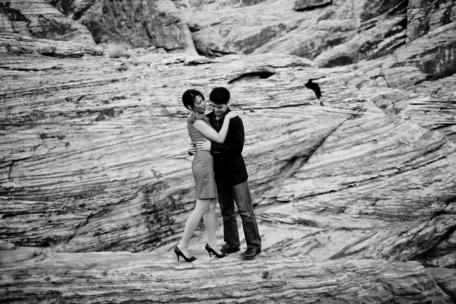 fun drama induced night time engagement images at red rock canyon in las vegas photographed by table4 weddings