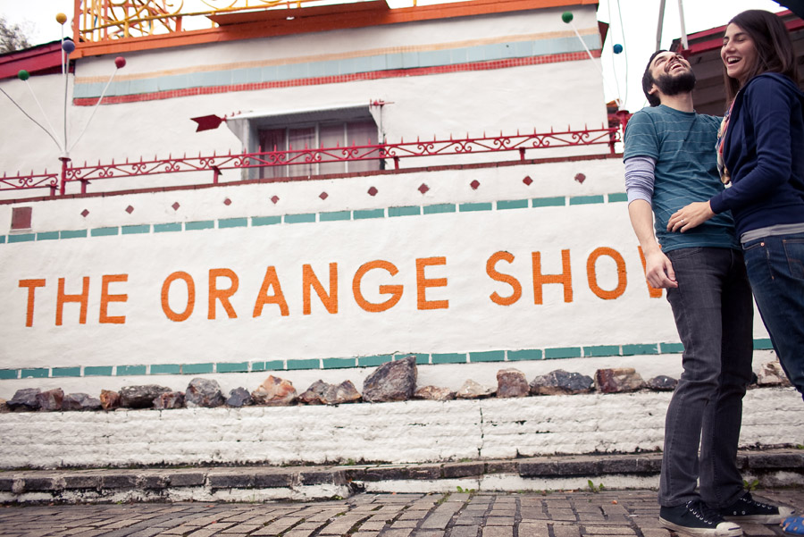 fun, chic engagement photos at the orange show houston by dallas wedding photographer table4