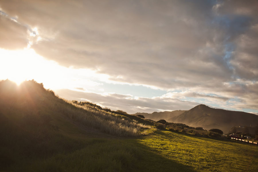 piha beach, auckland new zealand engagement photo