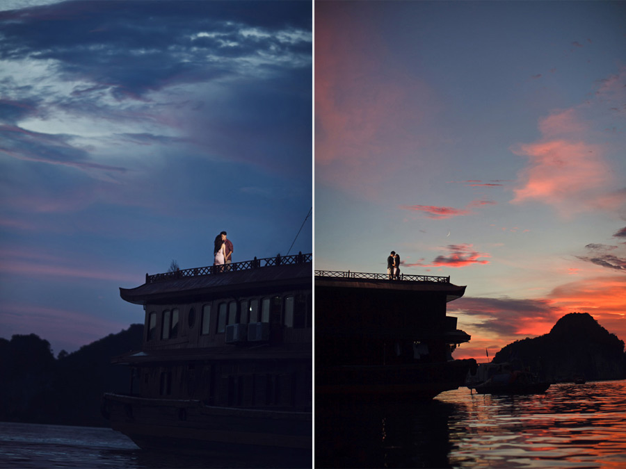 ha long bay junk boat engagement