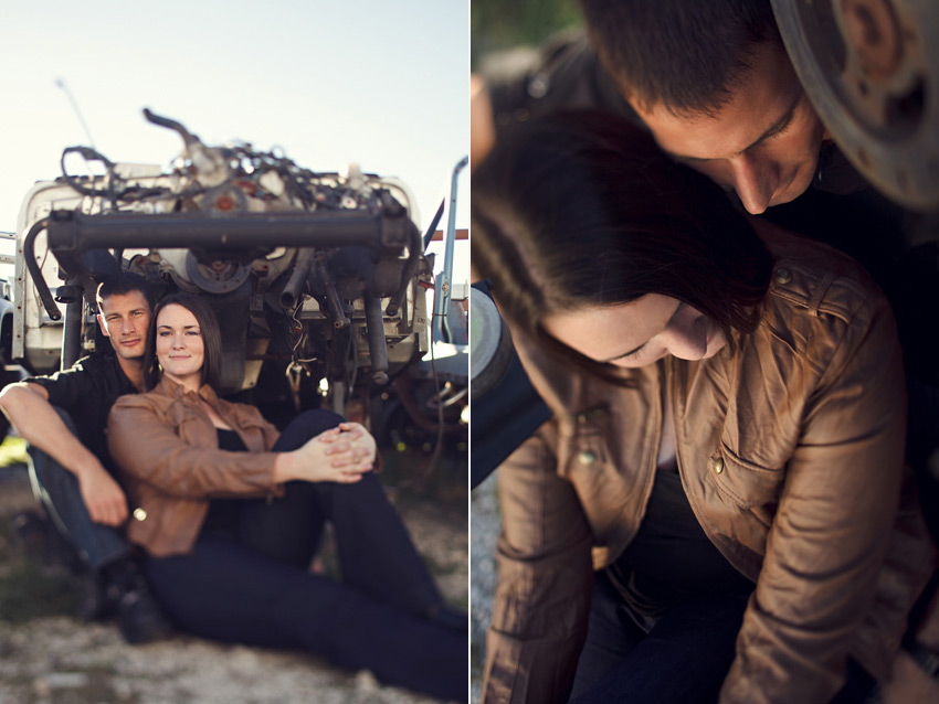 jeep junkyard engagement photo