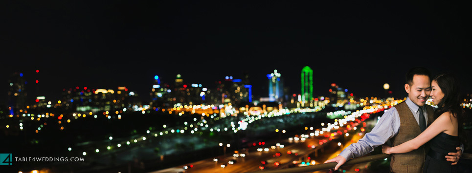 downtown dallas skyline engagement photo