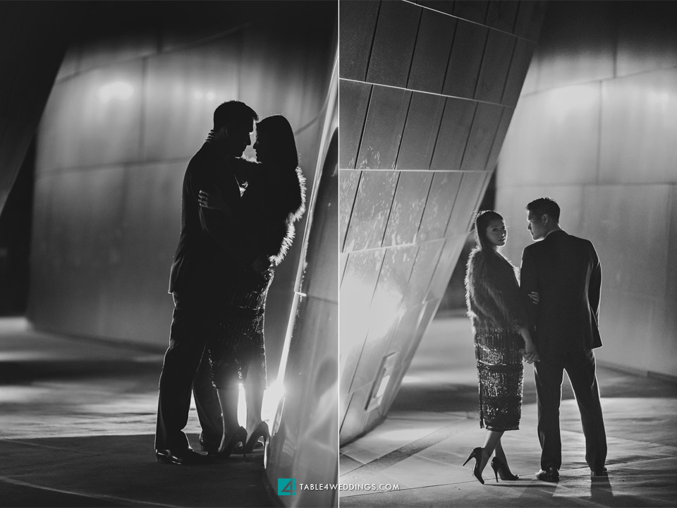 los angeles disney concert hall night time engagement photo