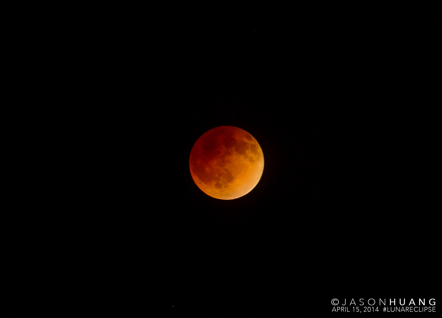 Blood Moon Lunar Eclipse over Orange County, CA on April 15, 2014.