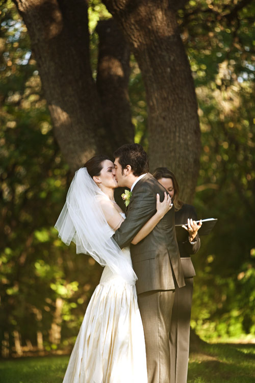 first kiss wedding image at mercury hall in austin tx